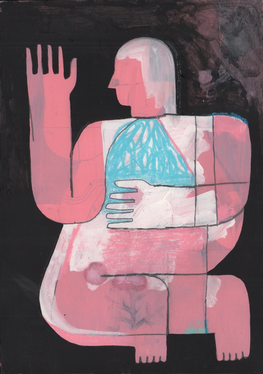 Preto e azul 7, 2023 (tinta mista sobre papel) de David Shillinglaw
