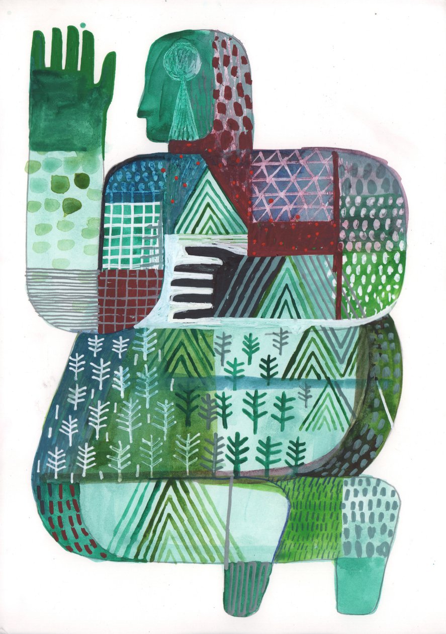 Corpos de terra e água 3, 2023 (tinta mista sobre papel) de David Shillinglaw