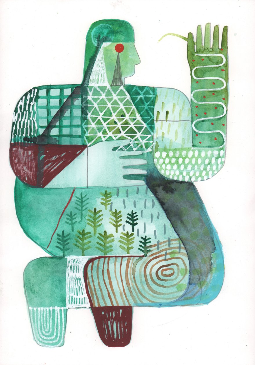 Corpos de terra e água 4, 2023 (tinta mista sobre papel) de David Shillinglaw