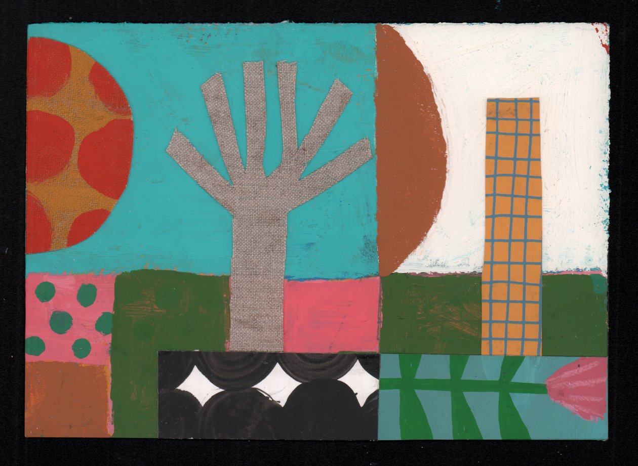 Fruit Tree Sundowner, 2023 (pintura e colagem) de David Shillinglaw