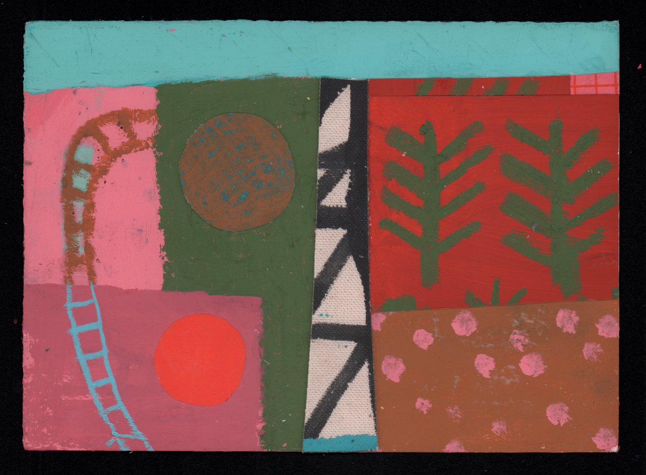 Trackside, 2023 (pintura e colagem) de David Shillinglaw