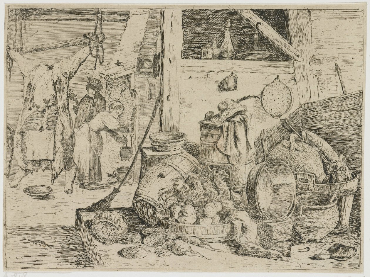 Interior da cozinha de David Teniers (II) (attributed to)