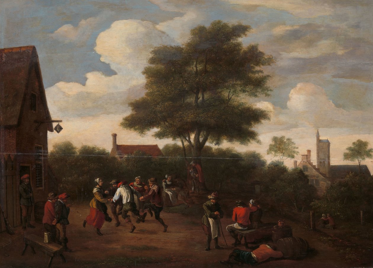 Camponeses a Dançar Fora da Taberna do Crescente de David Teniers (II) (manner of)