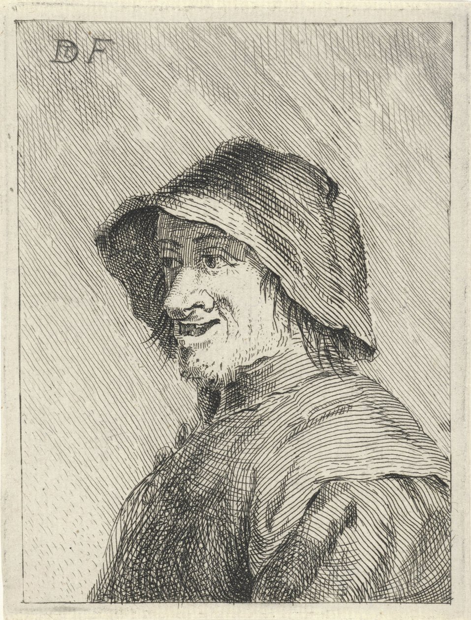 Agricultor com chapéu na cabeça à esquerda de David Teniers (II)