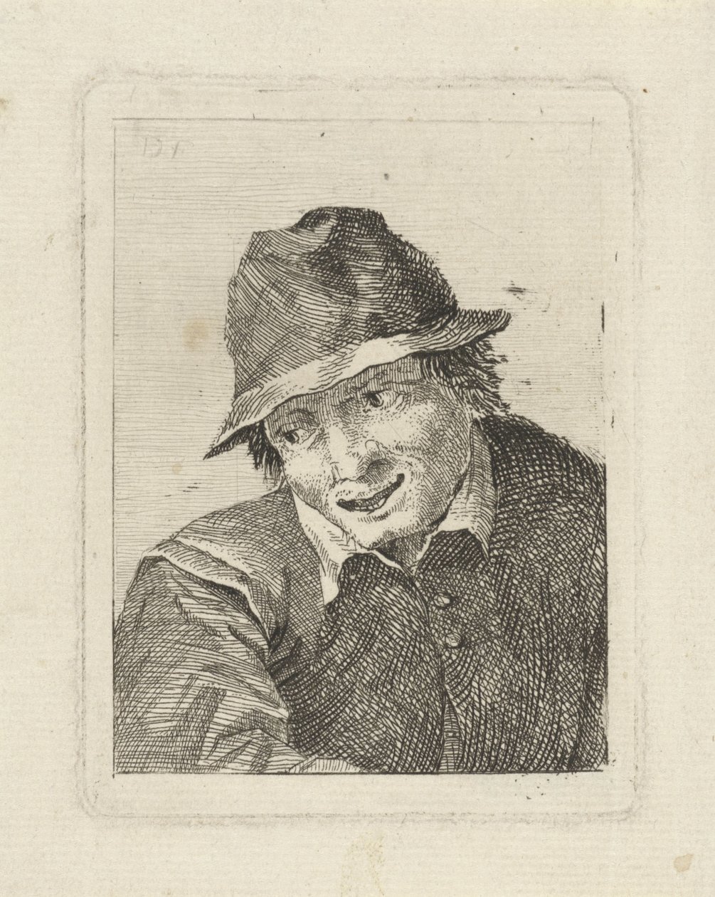 Busto de um homem com chapéu olhando para a direita de David Teniers (II)
