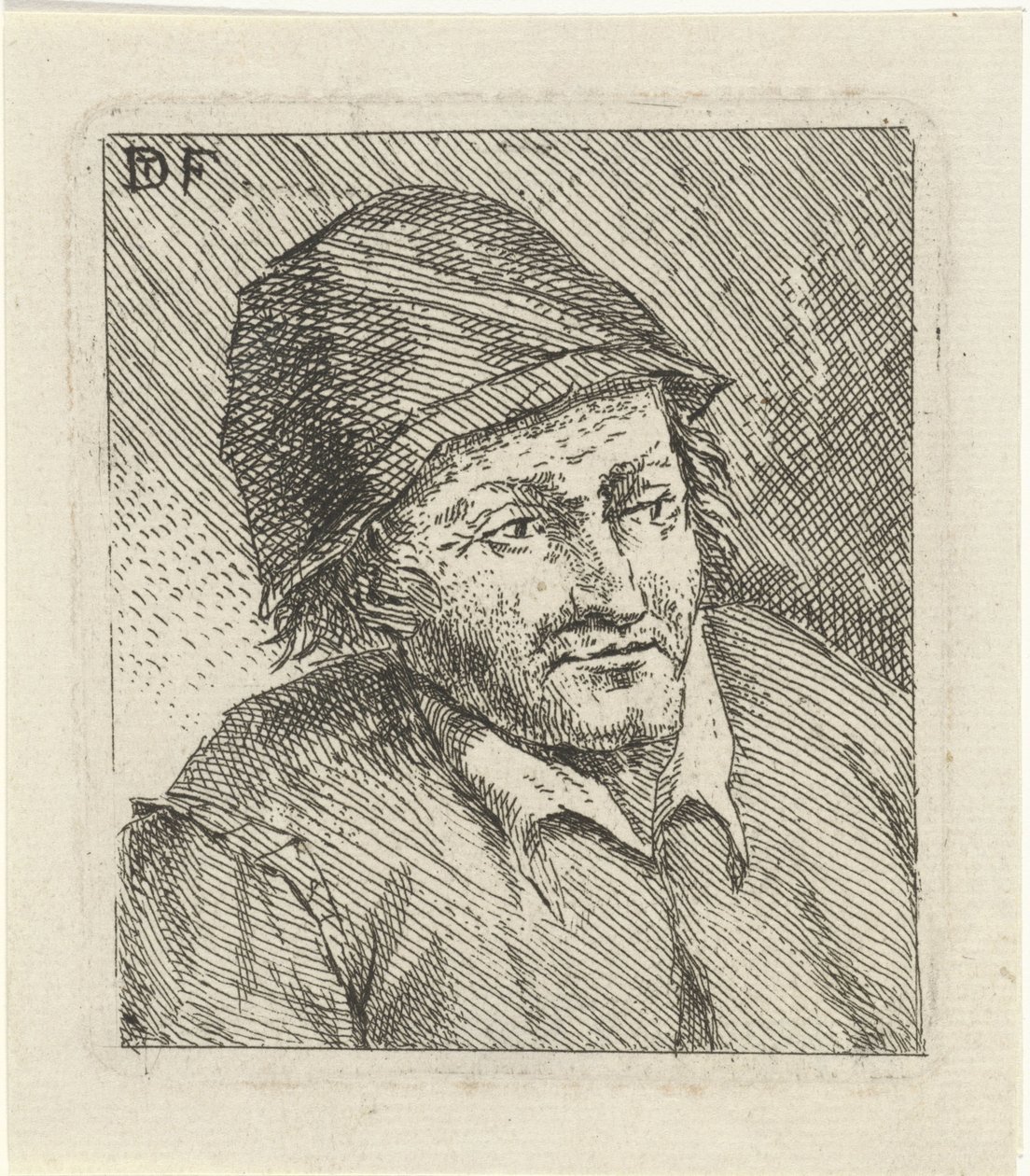 Busto de um homem com chapéu à direita de David Teniers (II)