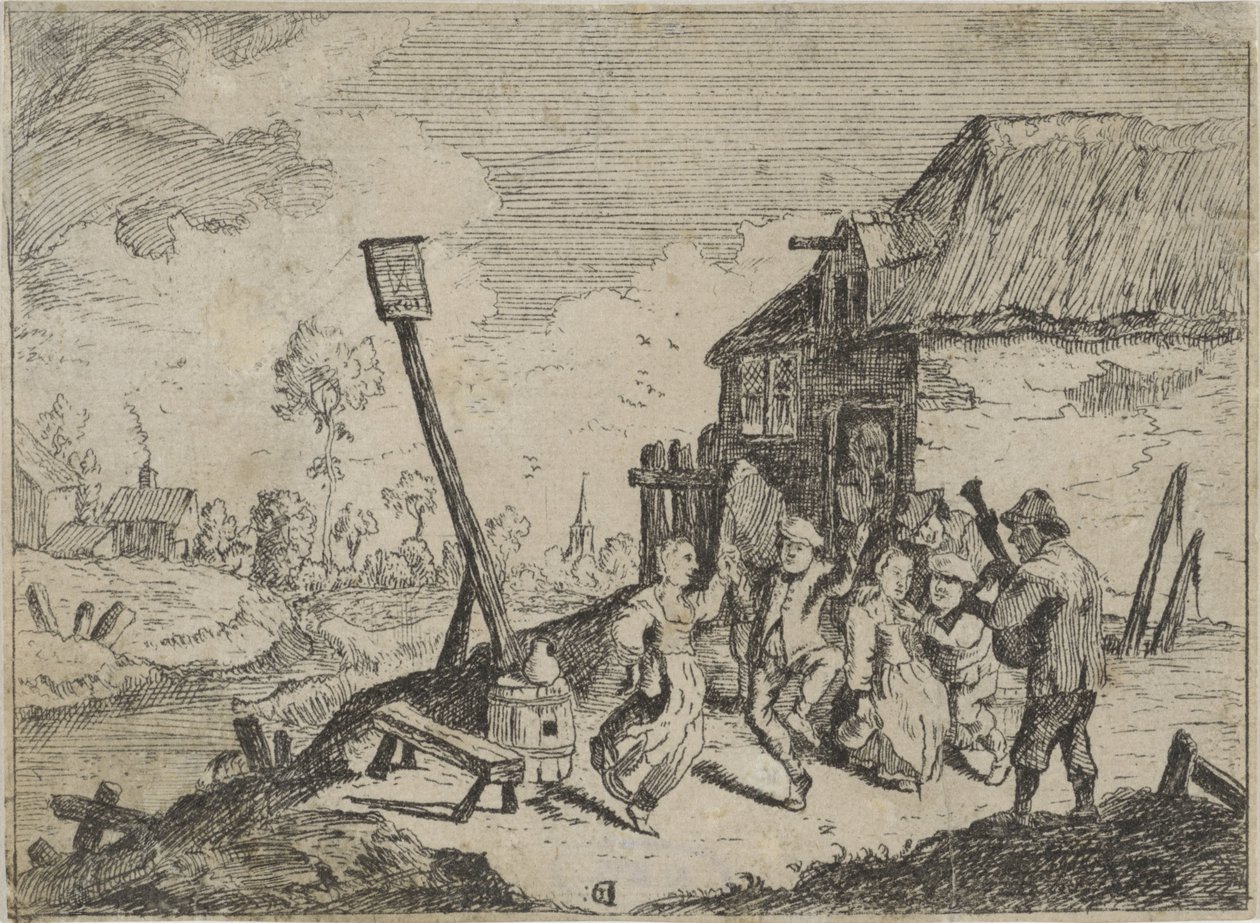 Camponeses dançarinos numa estalagem de David Teniers (II)