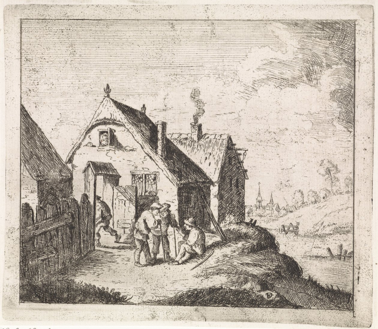 Três homens conversando em uma casa de David Teniers (II)