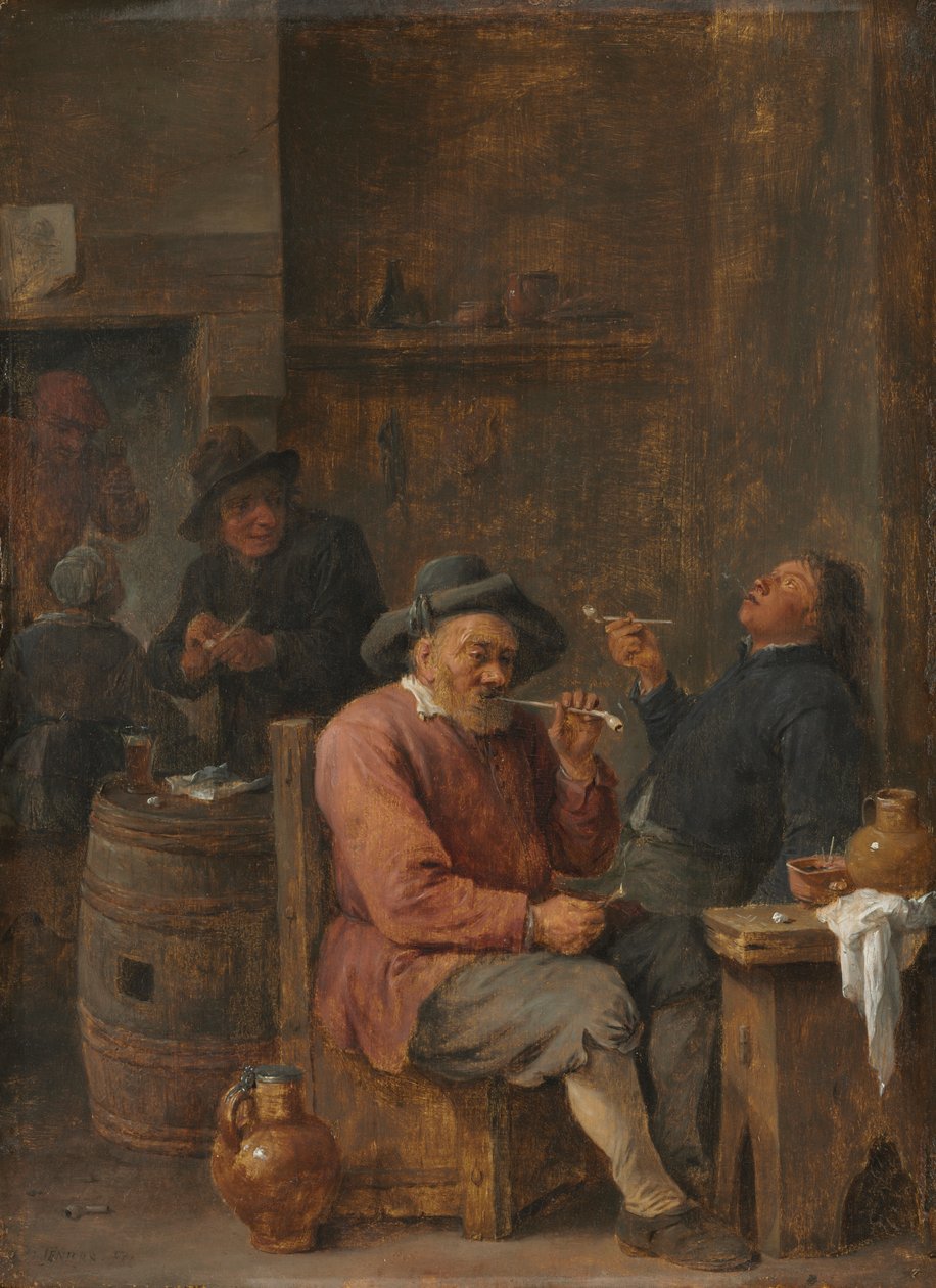 Camponeses fumando em uma pousada de David Teniers