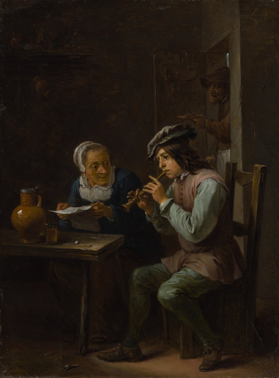 O Jogador Flageolet, 163540. de David Teniers II