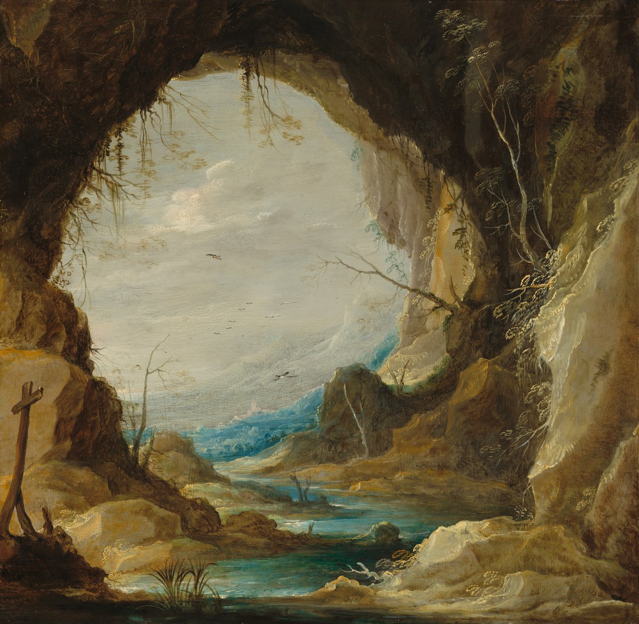 Vista de uma gruta, início da década de 1630. de David Teniers II
