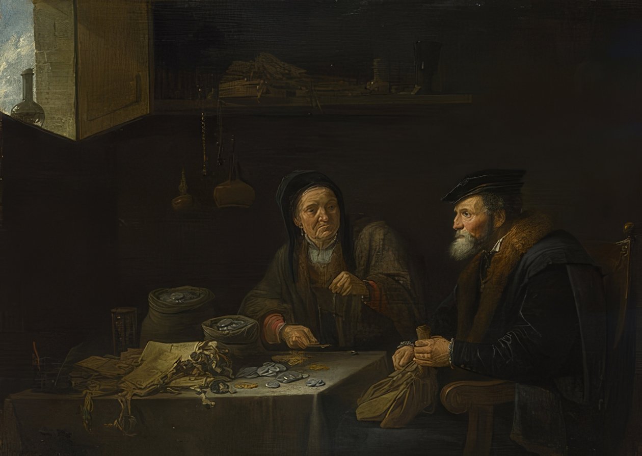 A parábola do fazendeiro rico em grãos. Por volta de 1648 de David Teniers the Elder