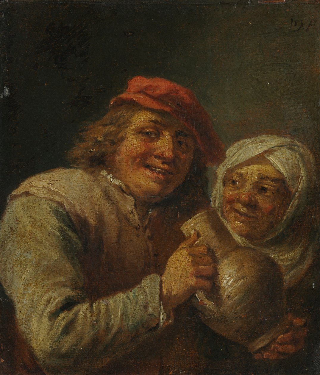 Velho e mulher, década de 1700. de David Teniers the Elder