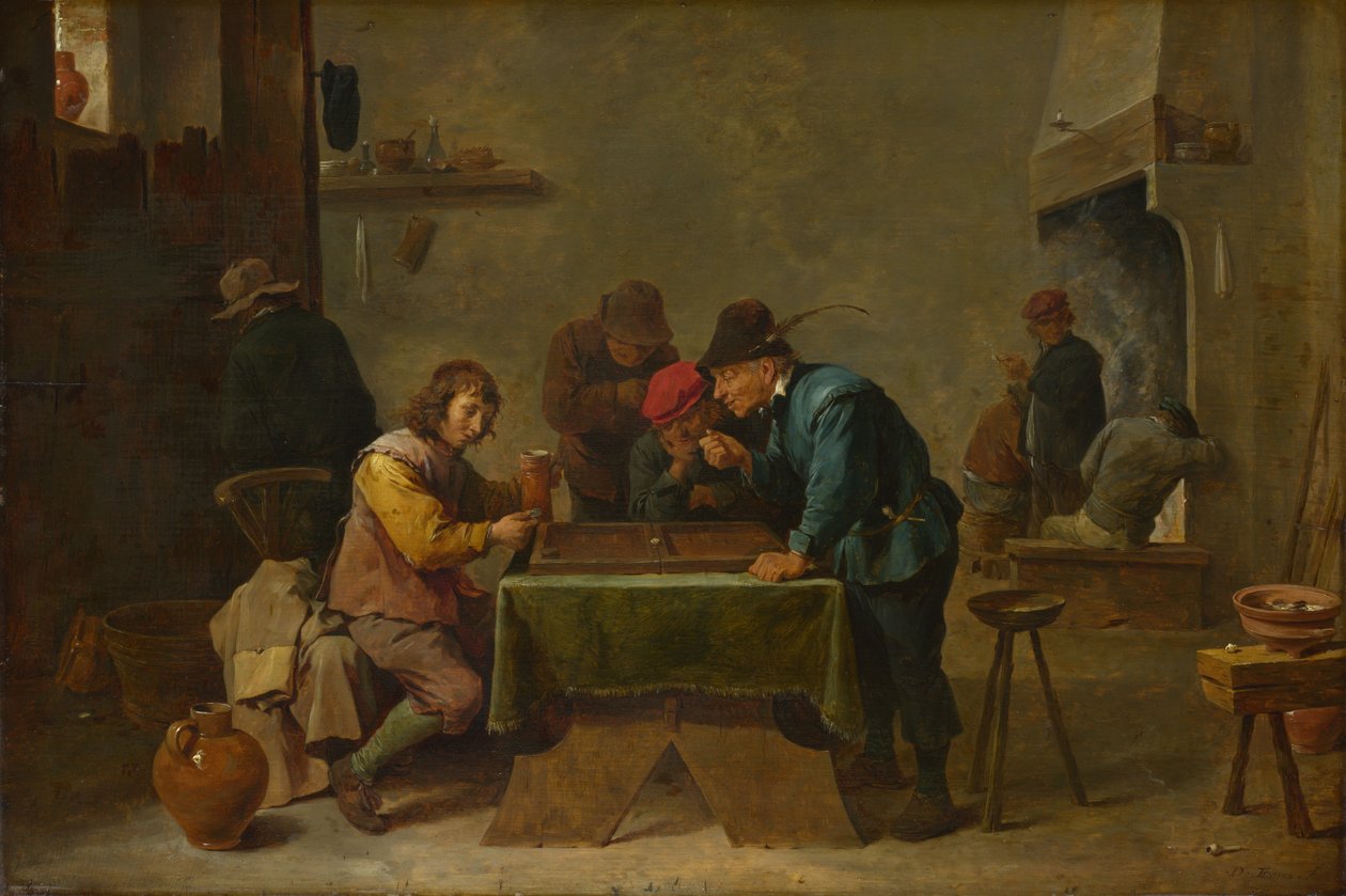 Jogadores de Gamão, c. 1645 de David Teniers the Younger