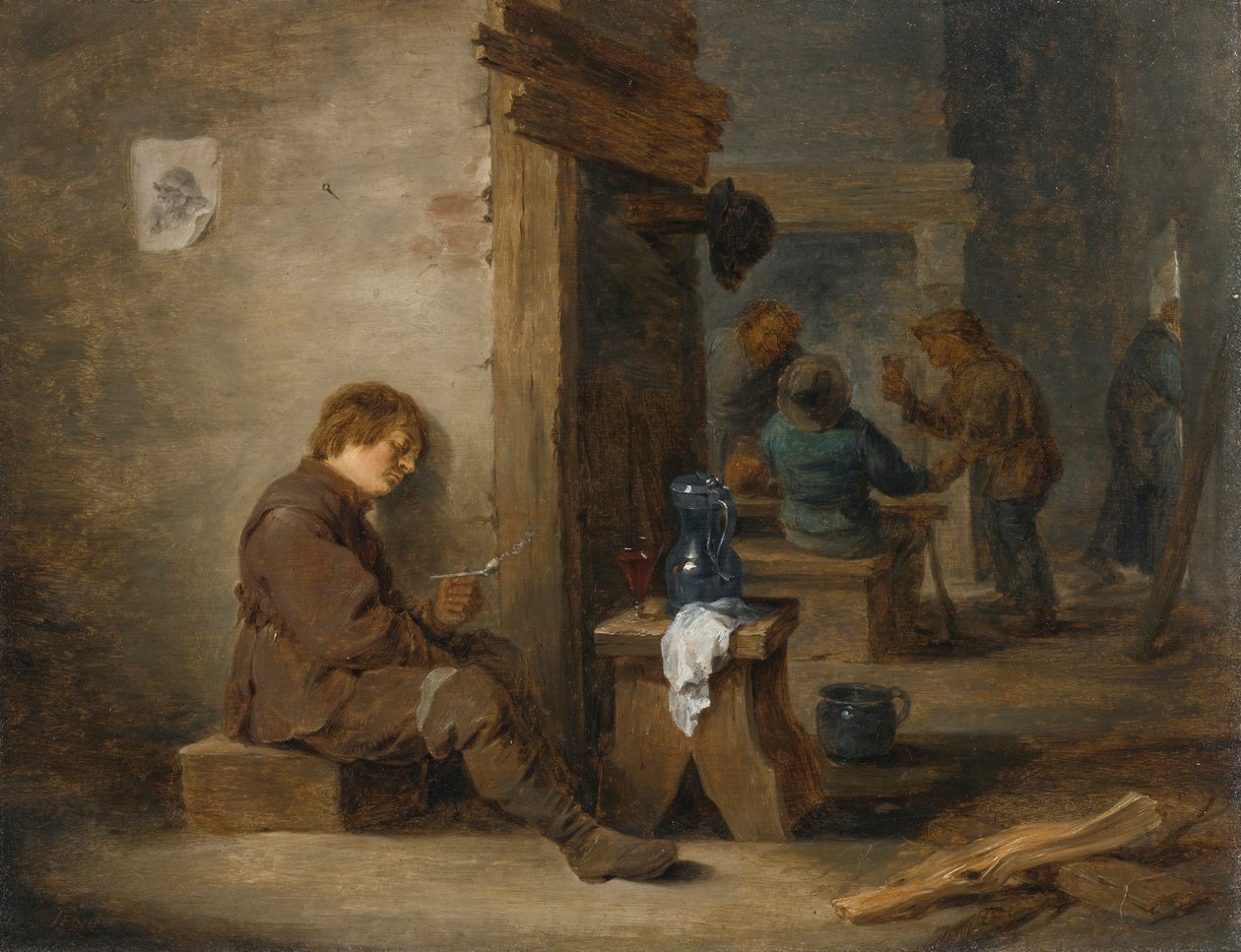 Camponeses a fumar e a beber de David Teniers the Younger