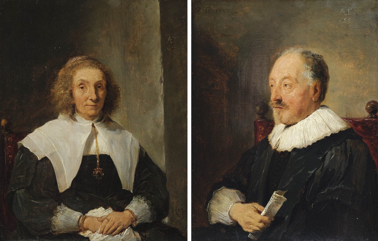 Retrato de uma mulher e Retrato de um homem de David Teniers the Younger