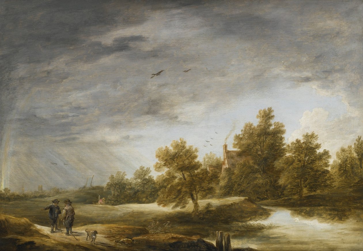 Paisagem fluvial com arco-íris de David Teniers the Younger