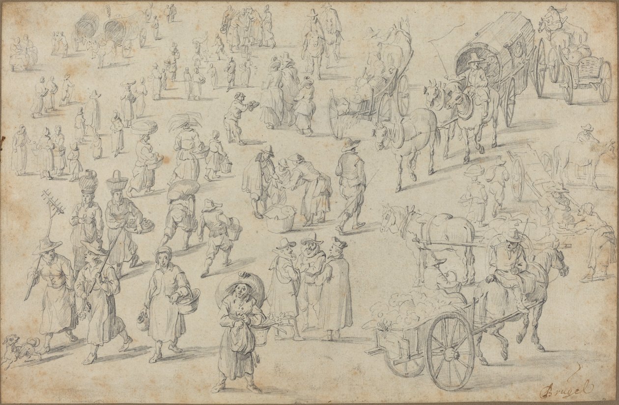 Estudos de números de mercado de David Teniers the Younger