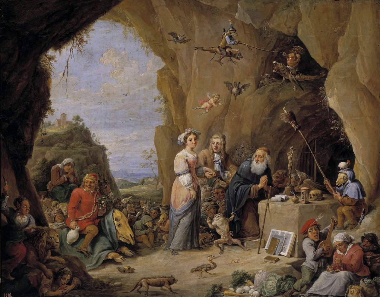 A Tentação de Santo Antônio, meados do século XVII. de David Teniers the Younger