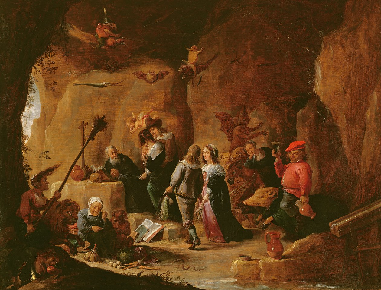 A tentação de Santo Antônio (óleo) de David Teniers the Younger