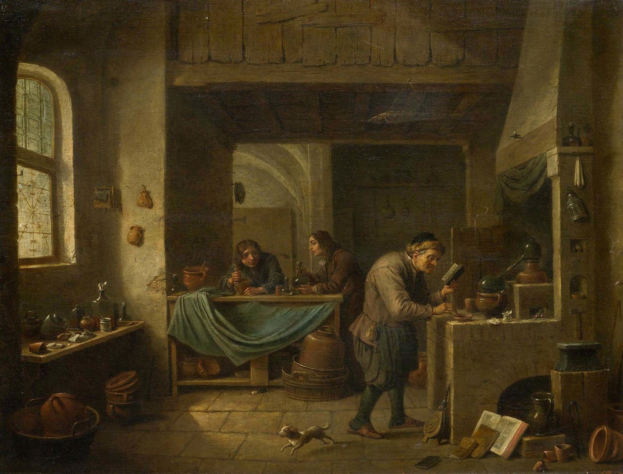 O alquimista e o seu aluno de David Teniers the Younger