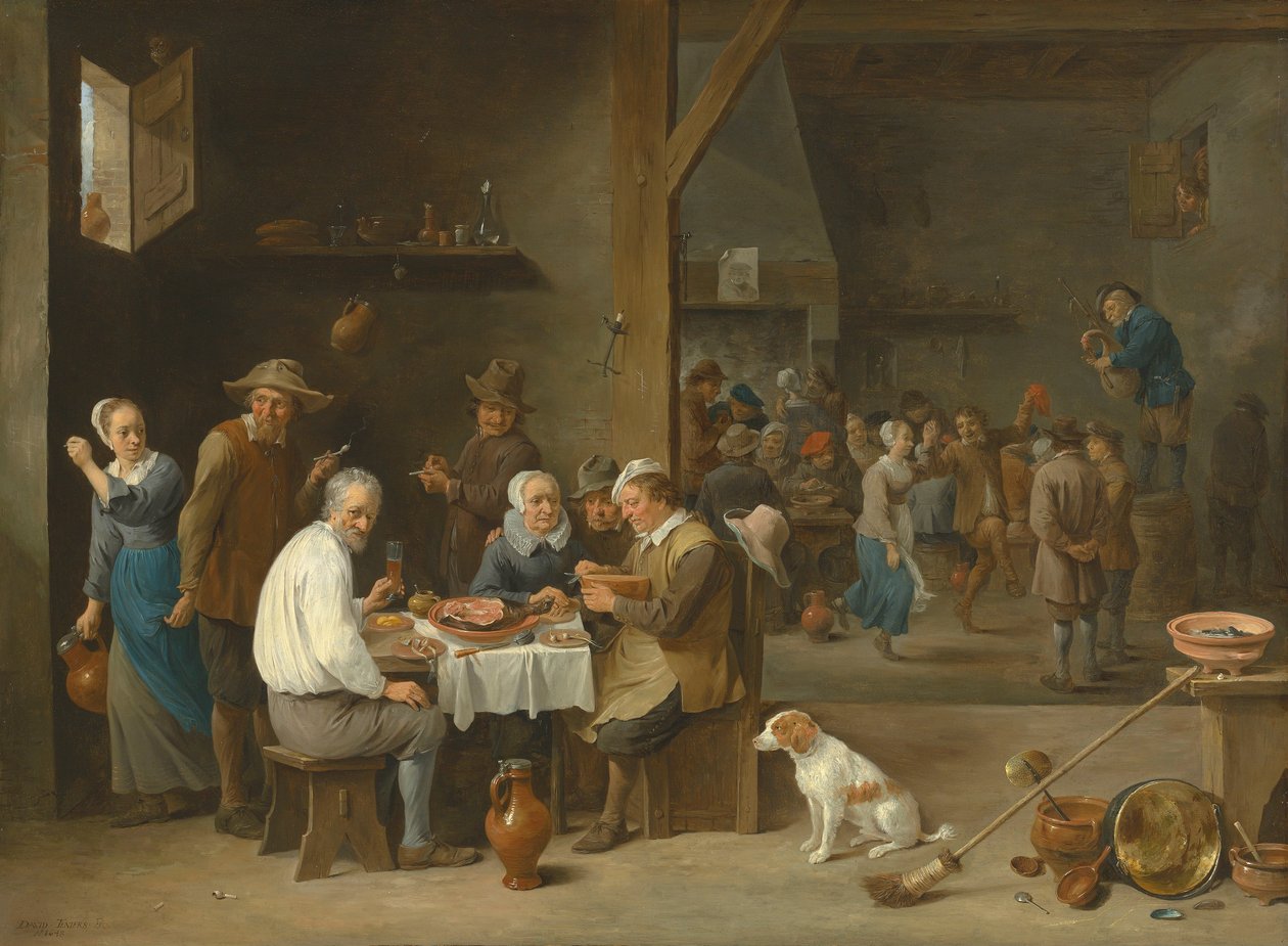O jantar de fiambre de David Teniers the Younger