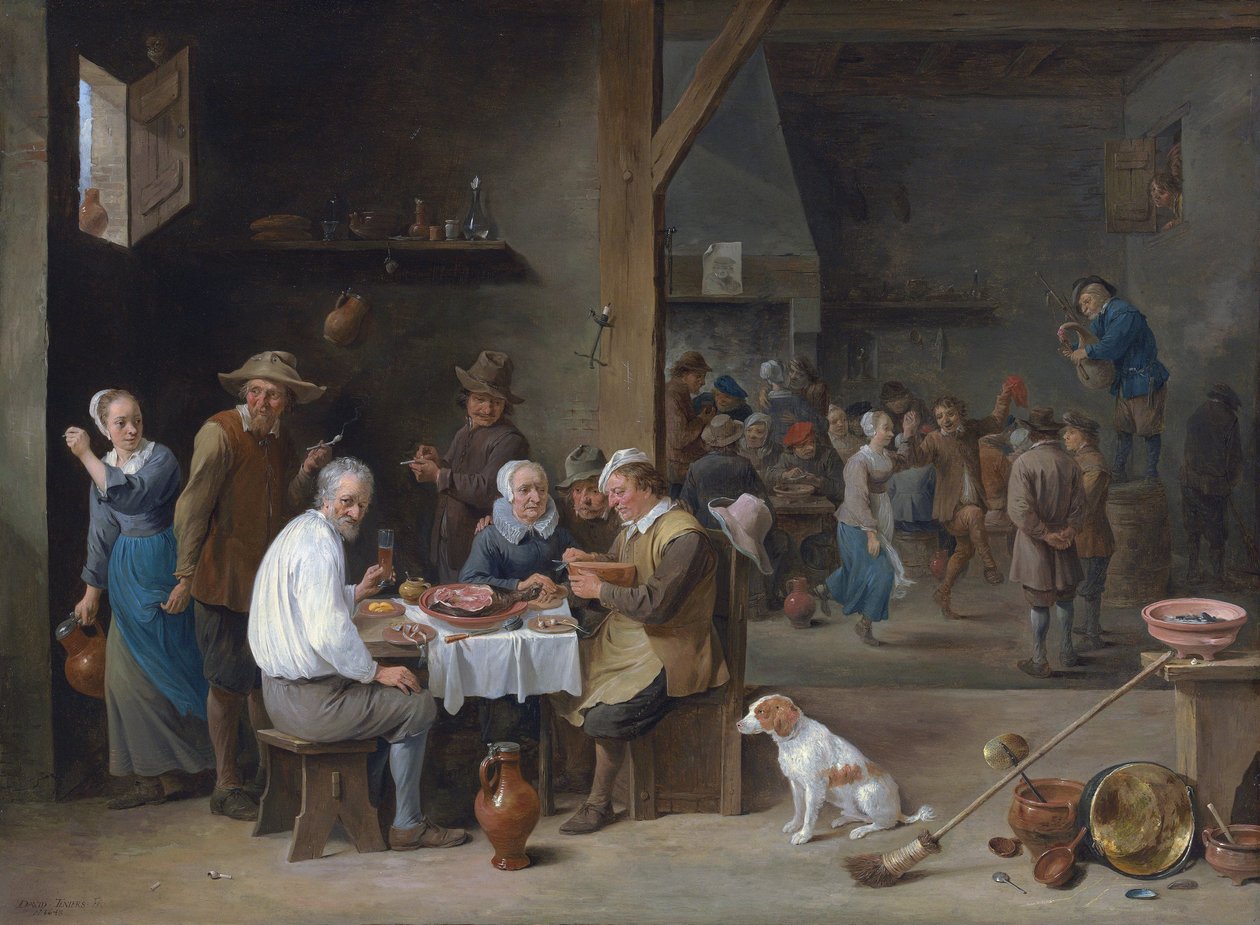 O jantar de fiambre de David Teniers the Younger