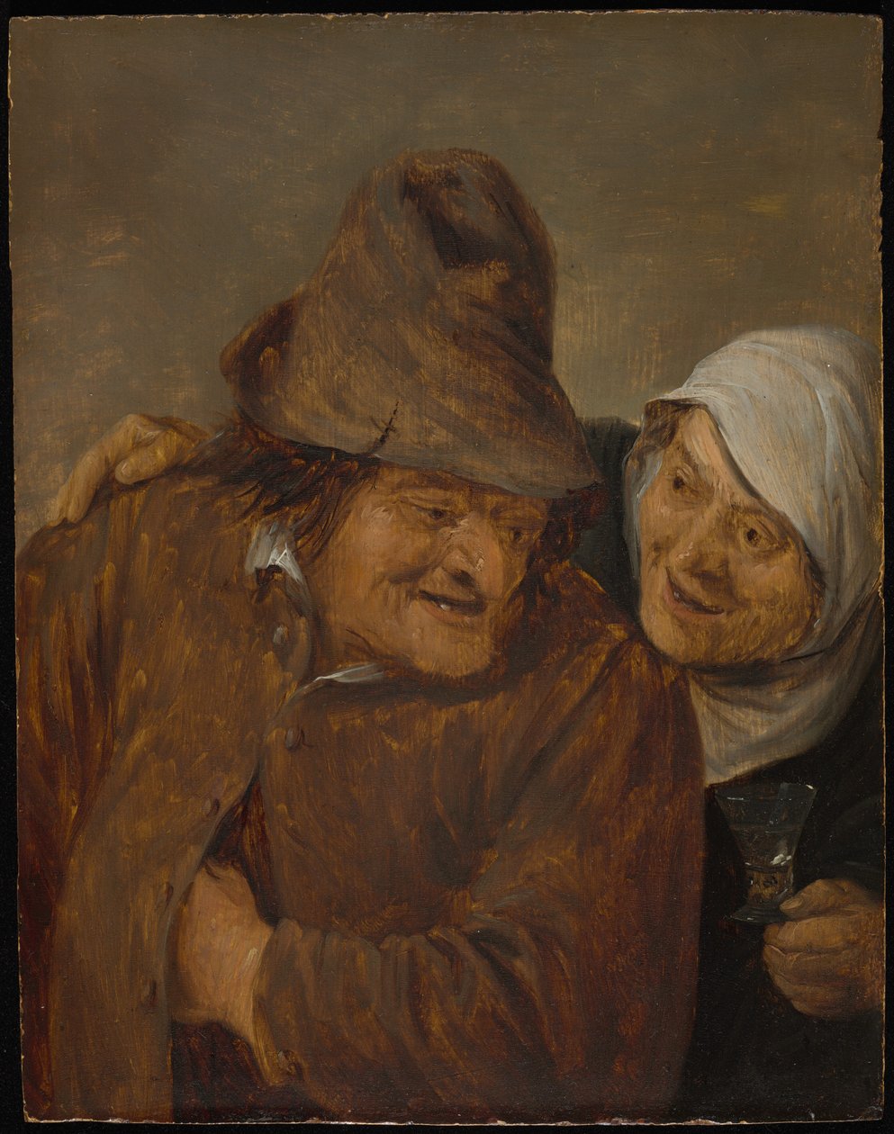 Dois camponeses com um copo de vinho de David Teniers the Younger