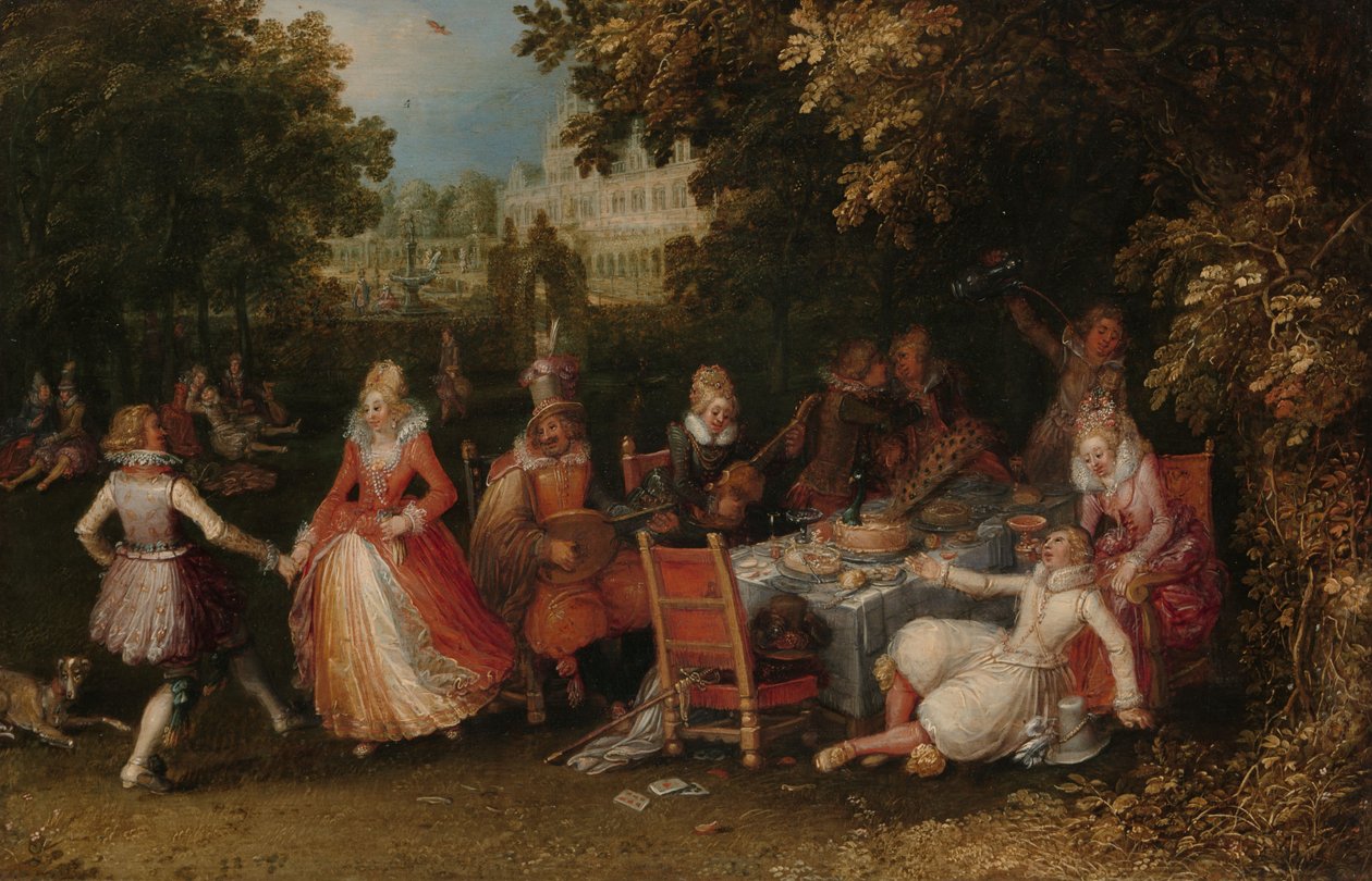 The Garden Party, c.1610 (óleo sobre painel) de David Vinckeboons