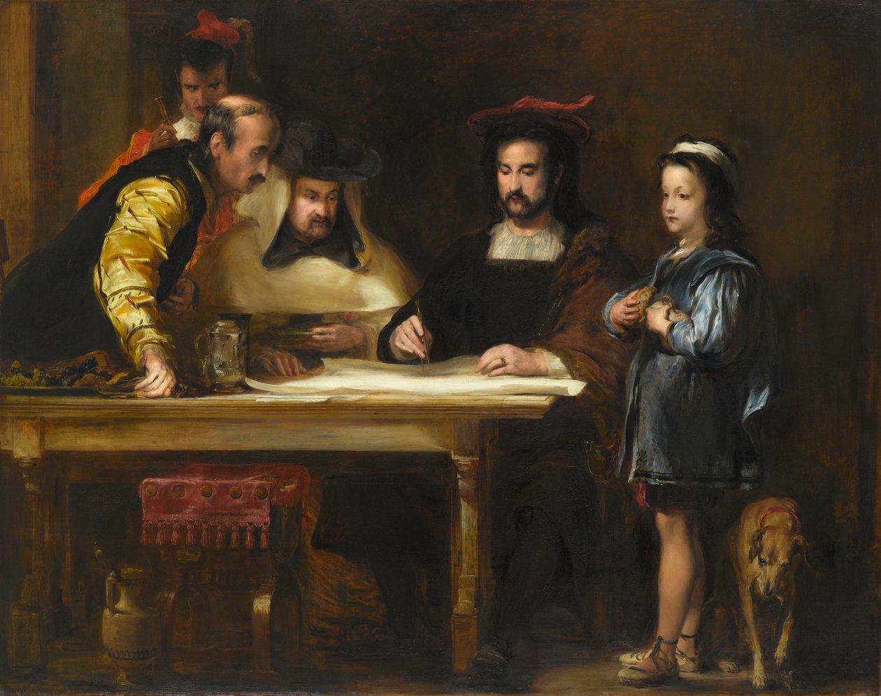 Cristóvão Colombo no Convento de La Rábida Explicando sua viagem pretendida, 1834 de David Wilkie