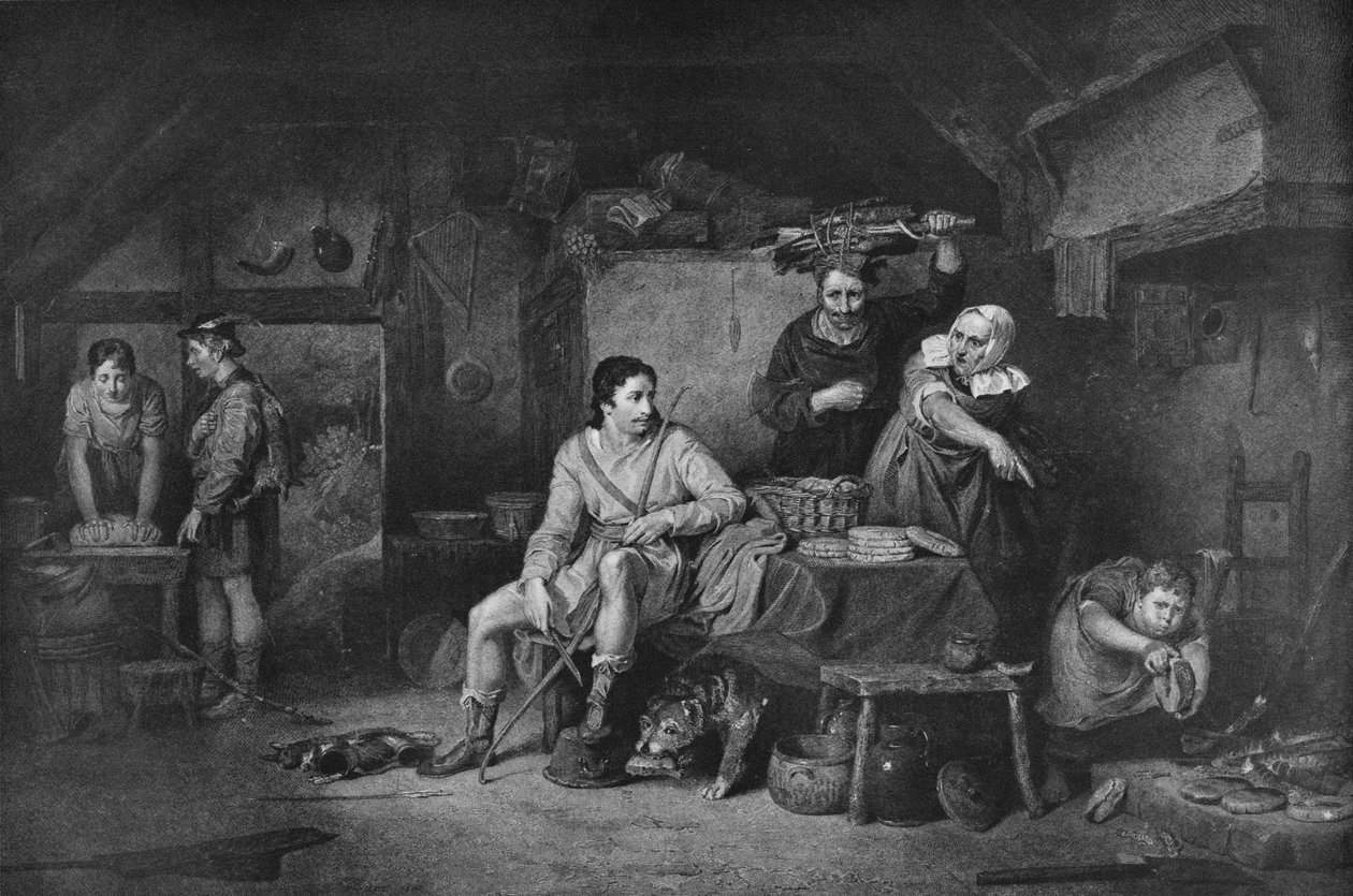Rei Alfred em Neatherd Cottage, 1806, 1912 de David Wilkie