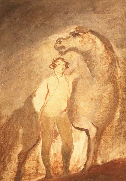 Homem e Cavalo (aguarela sobre papel) de David Wilkie