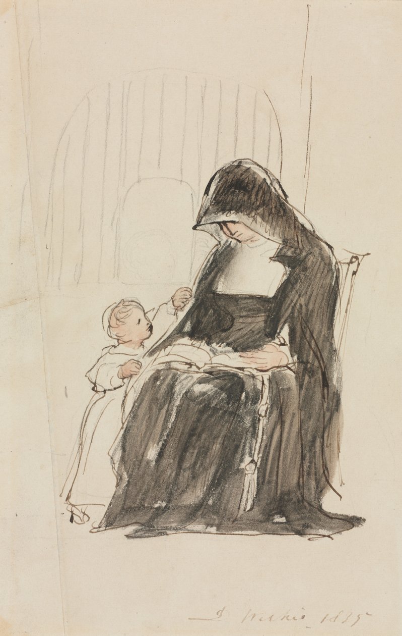 Freira lendo para uma criança, 1835. de David Wilkie