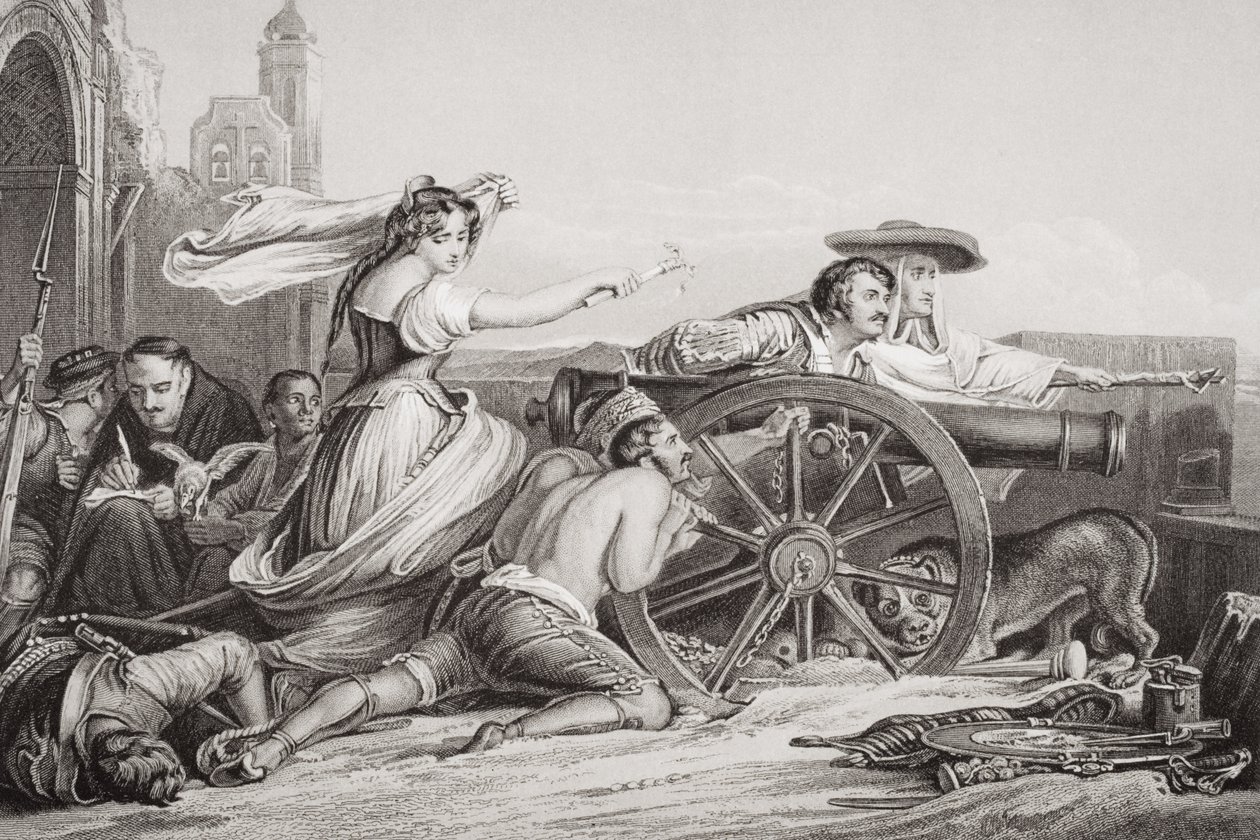 A Defesa de Saragoça, 1808, de "Ilustrações da História Escocesa e Inglesa", Volume II de David Wilkie