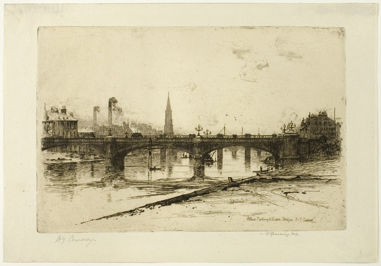 Albert, Railway e Victoria Bridges, placa seis do Clyde Set de David Young Cameron