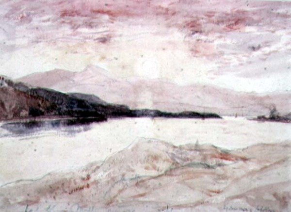 Loch Aline, Argyllshire: Vista do norte com a ilha de Mull (wc no papel) de David Young Cameron