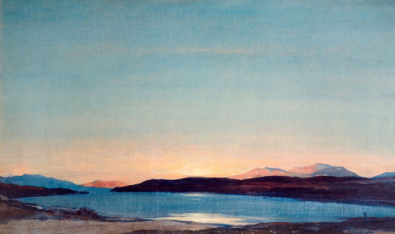 Pôr do sol, Loch Rannoch, 1923. de David Young Cameron