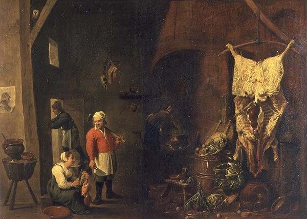 O Interior de uma Casa Rústica, c.1640 (óleo sobre tela) de David the Elder Teniers
