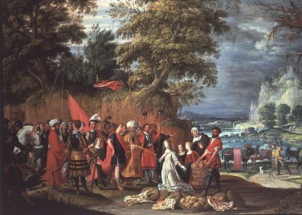 A Oferta da Abigail de David the Elder Teniers