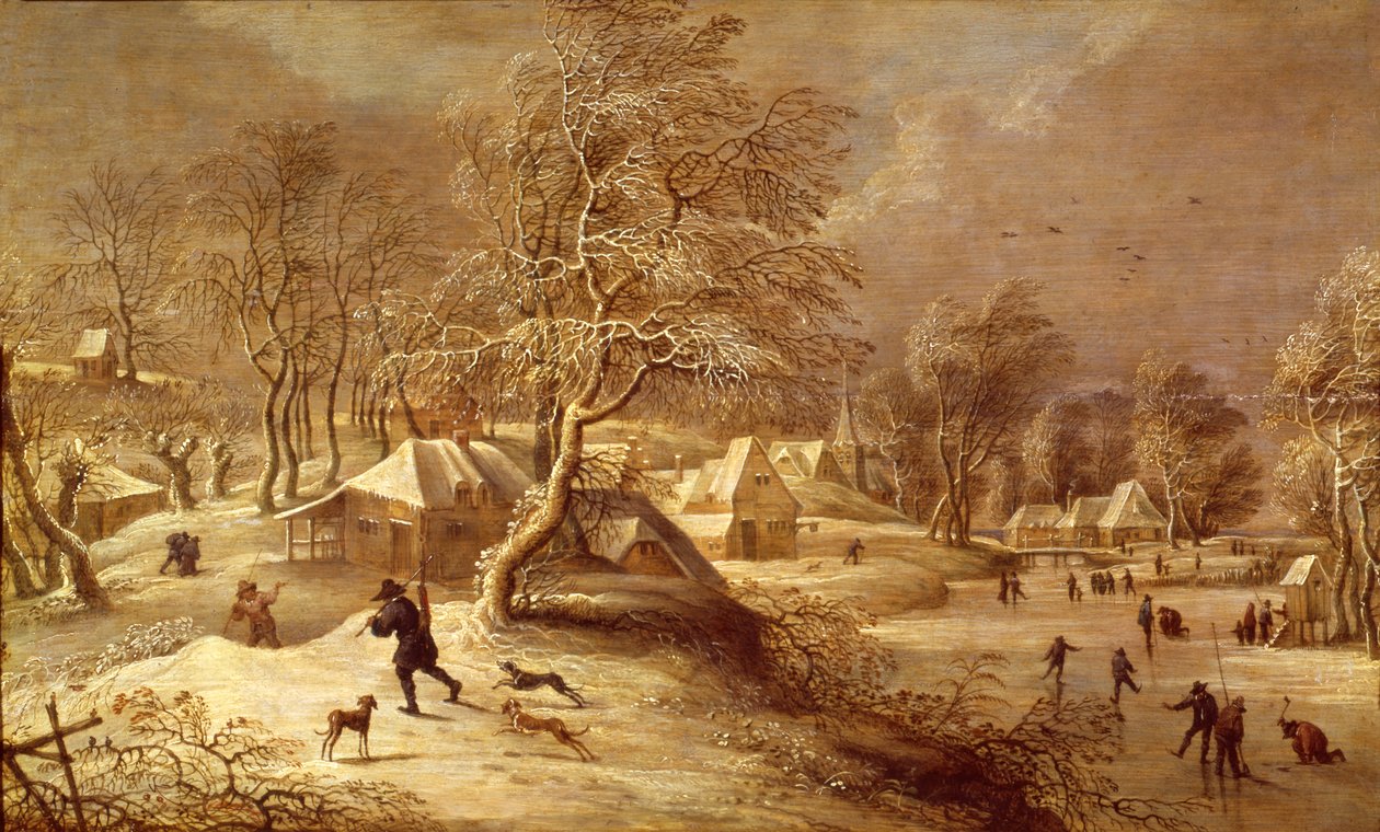 A vila velha sob neve de David Teniers the Elder
