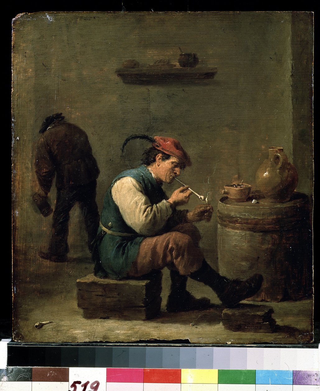 Um fumador, c.1630 (óleo sobre madeira) de David Teniers the Younger