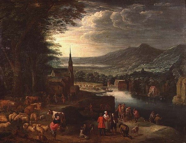 Uma extensa paisagem de montanha de David Teniers the Younger