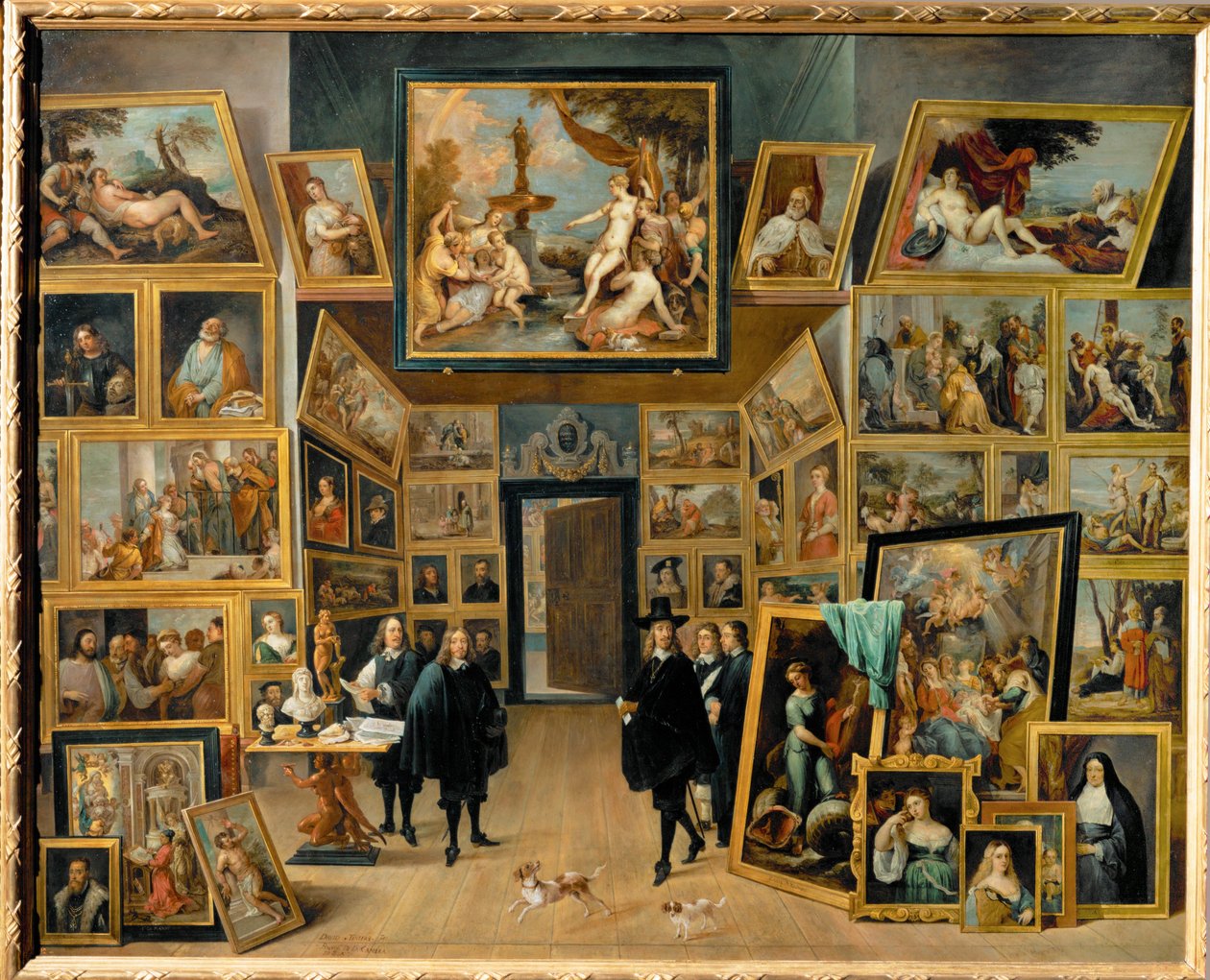 O arquiduque Leopoldo Guilherme na sua galeria de imagens em Bruxelas de David the Younger Teniers