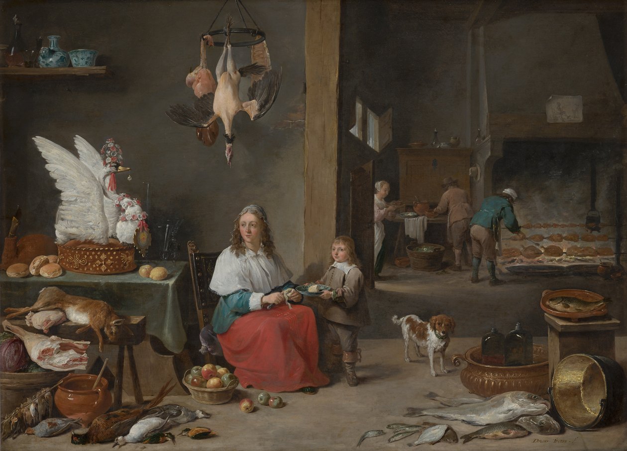 Interior da cozinha, 1644 de David Teniers the Younger