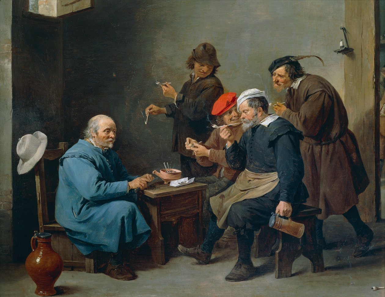 Homem de chapéu branco de David Teniers the Younger
