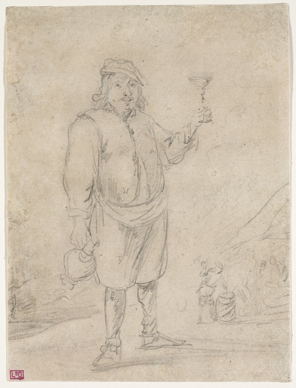 Camponês, levantando um copo de vinho, c.1644 de David Teniers the Younger