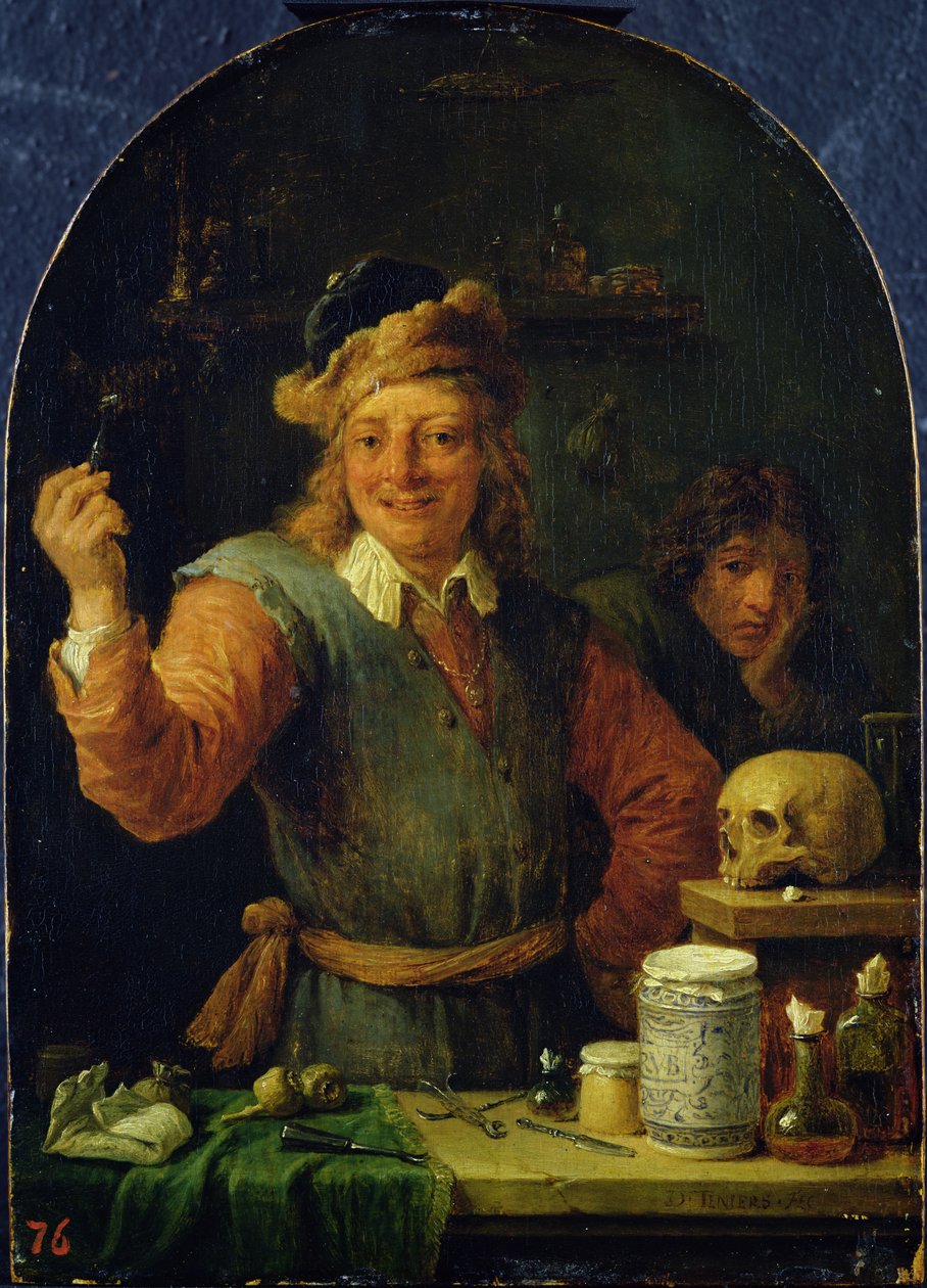 O dentista (óleo em carvalho) de David Teniers the Younger