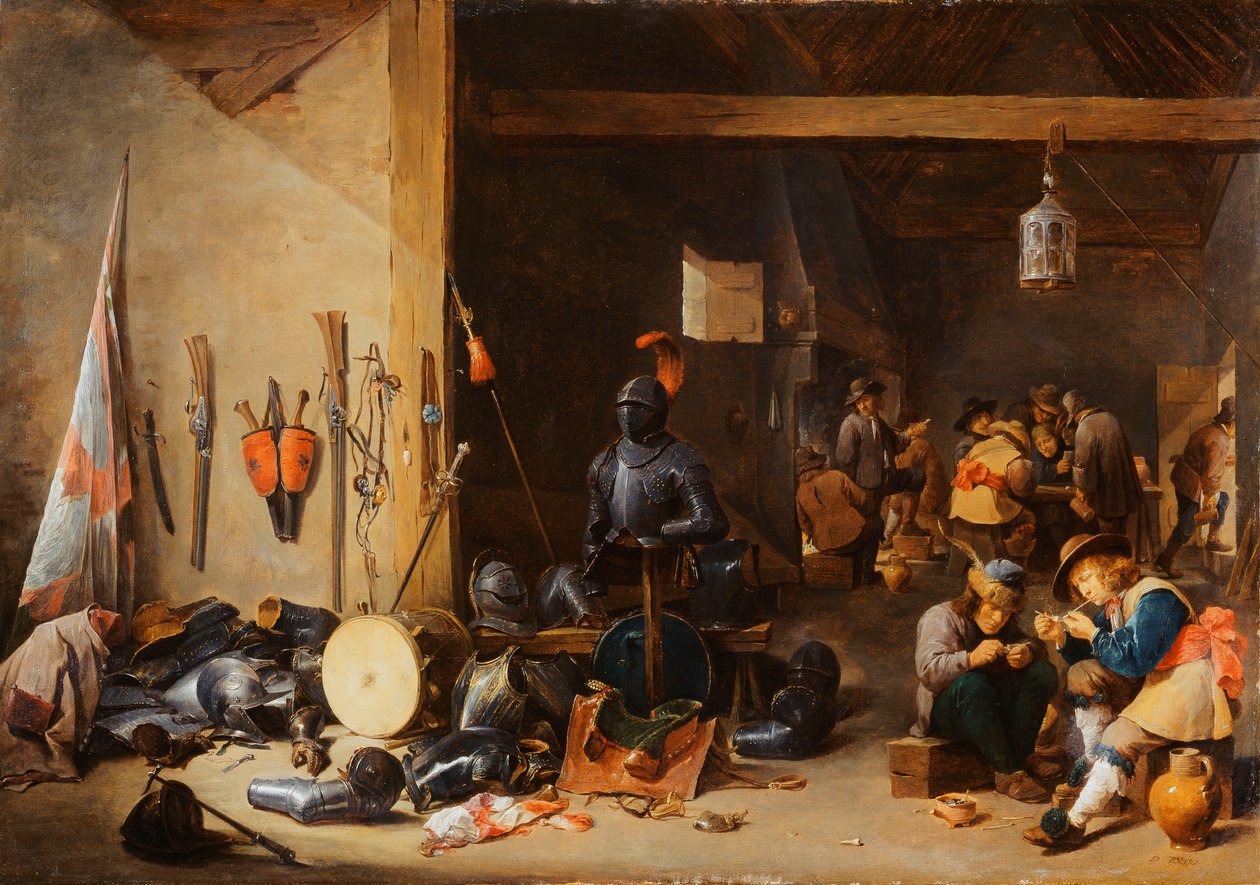 O interior de uma sala de guarda, c.1640s de David Teniers the Younger