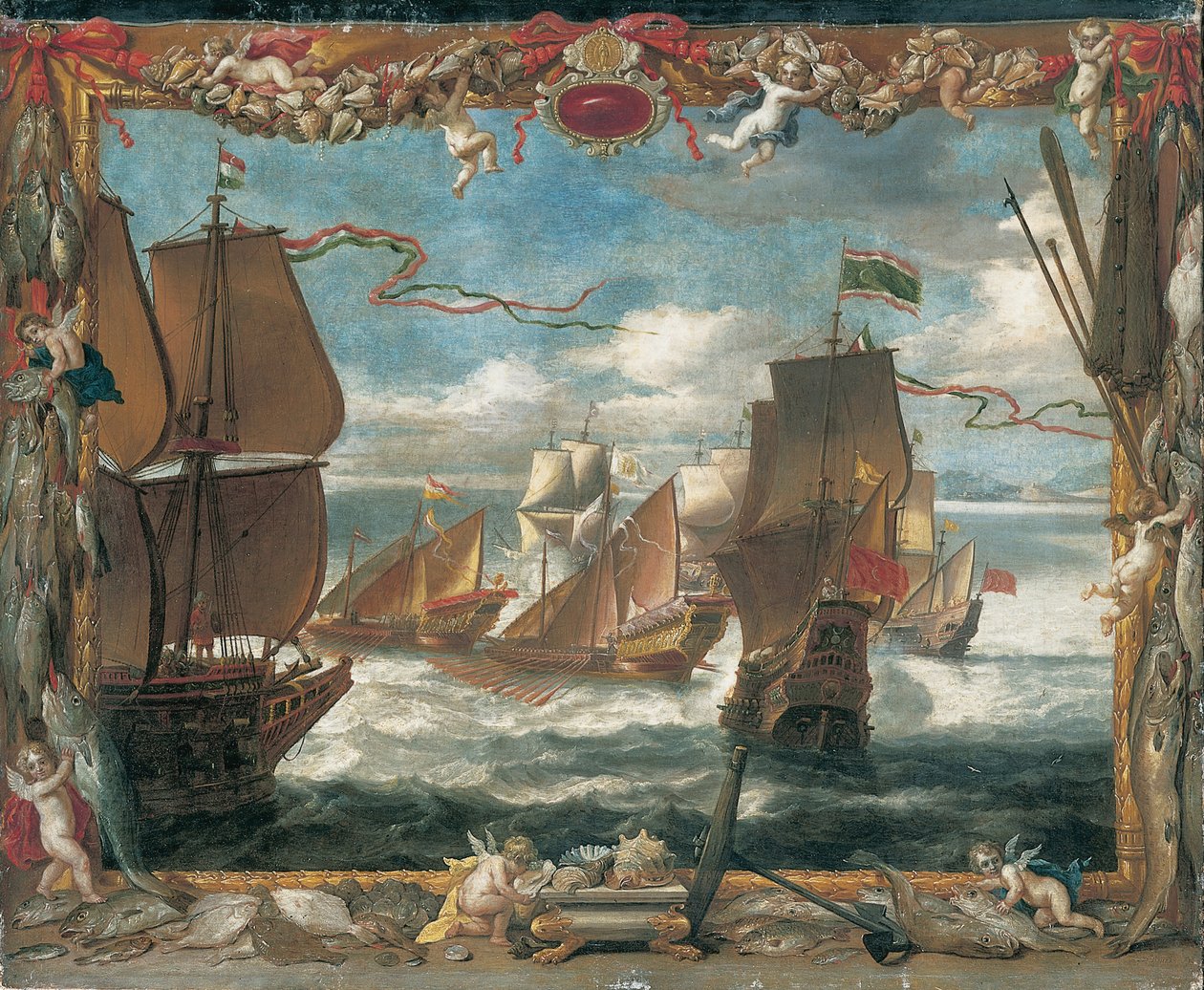 O encontro com a frota turca de David Teniers the Younger