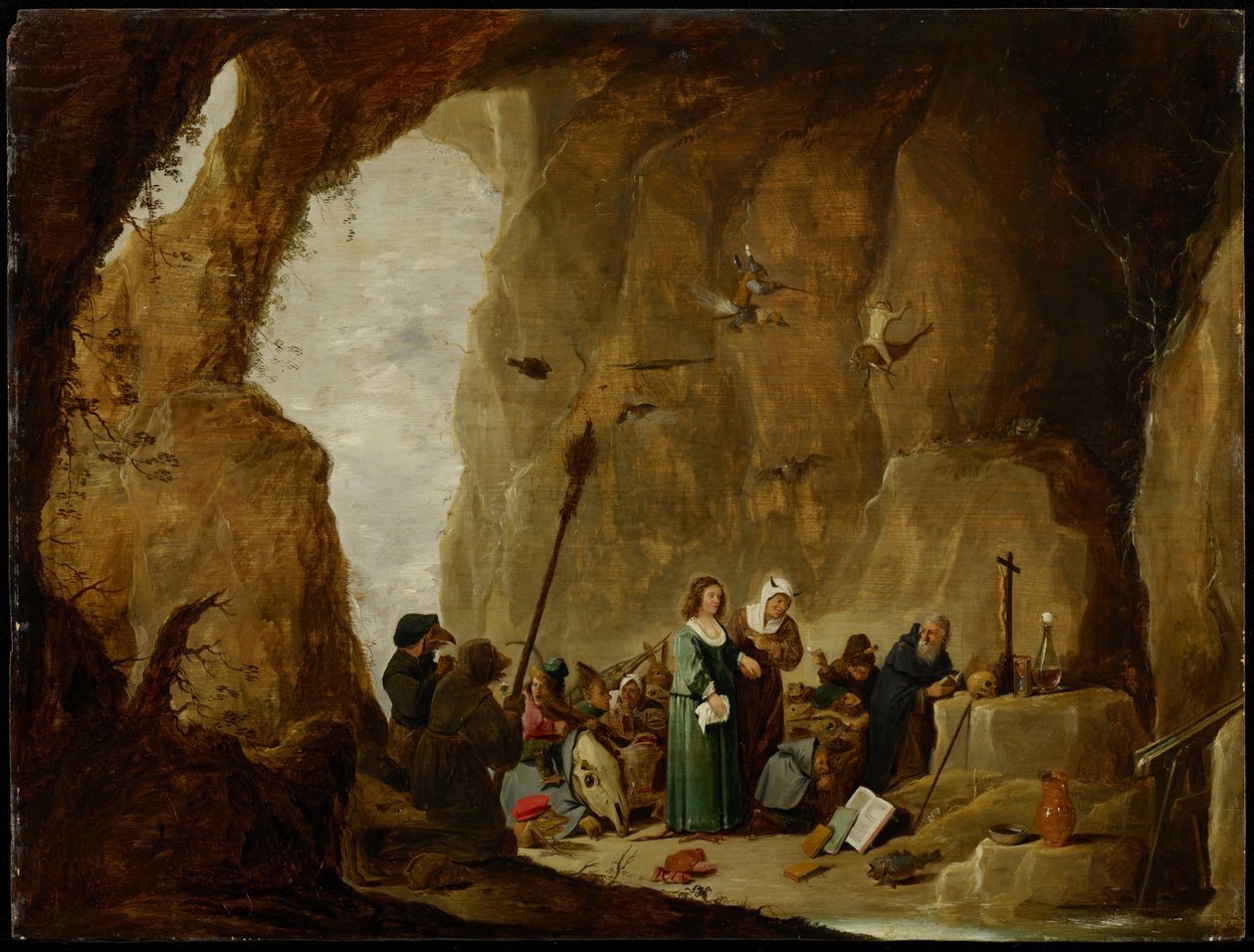 A Tentação de Santo Antônio (óleo no painel) de David Teniers the Younger
